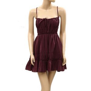 Free People Free -est Taking Sides Mini Dress Open Back Tiered Ruffle XS 286647